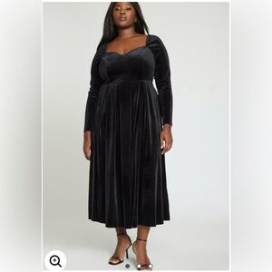 ELOQUII Velvet Sweetheart Neckline Dress